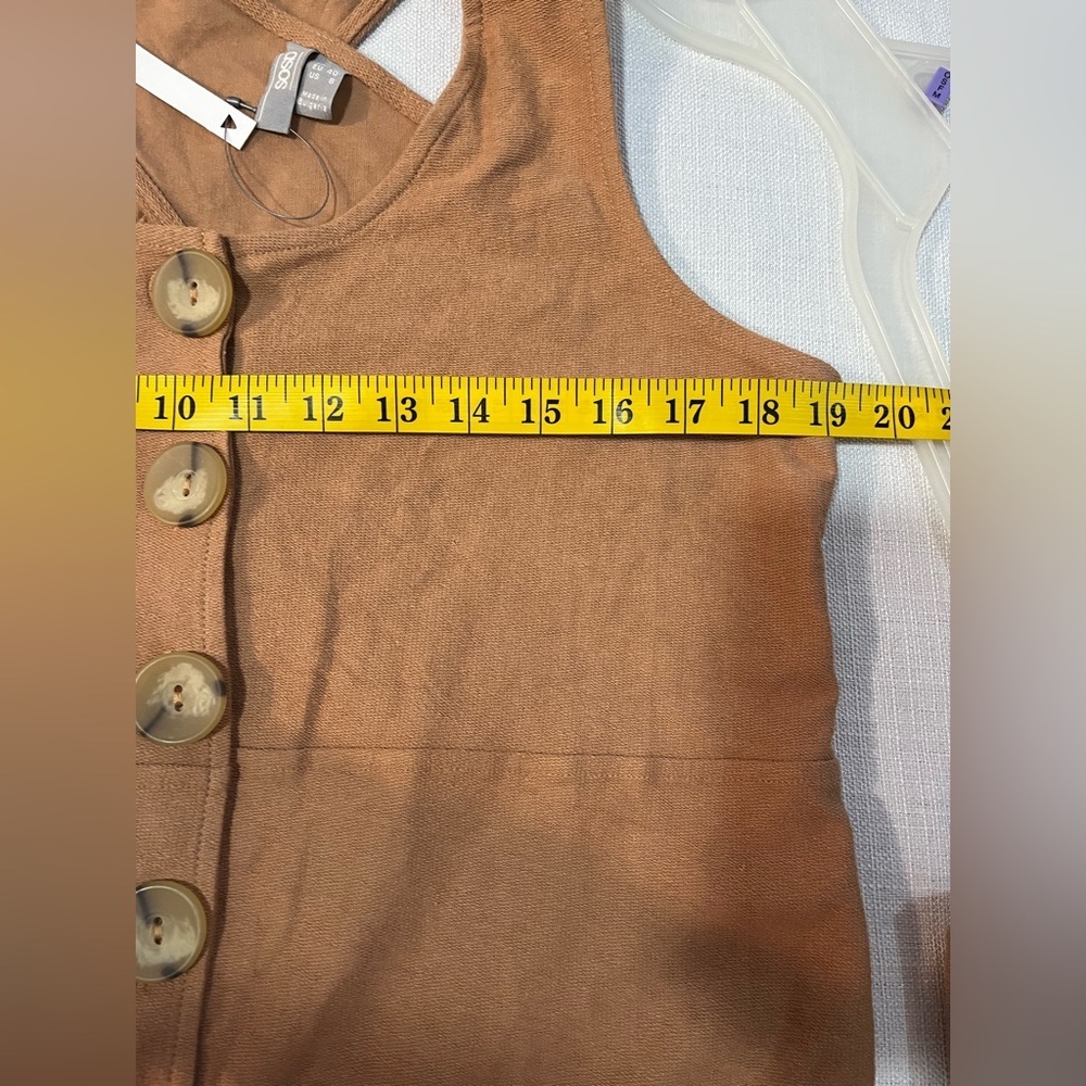 ASOS Women's Rusty Jumpsuit with Button Detail Wide Leg 100% Cotton Crop 8 NWT - Picture 11 of 15